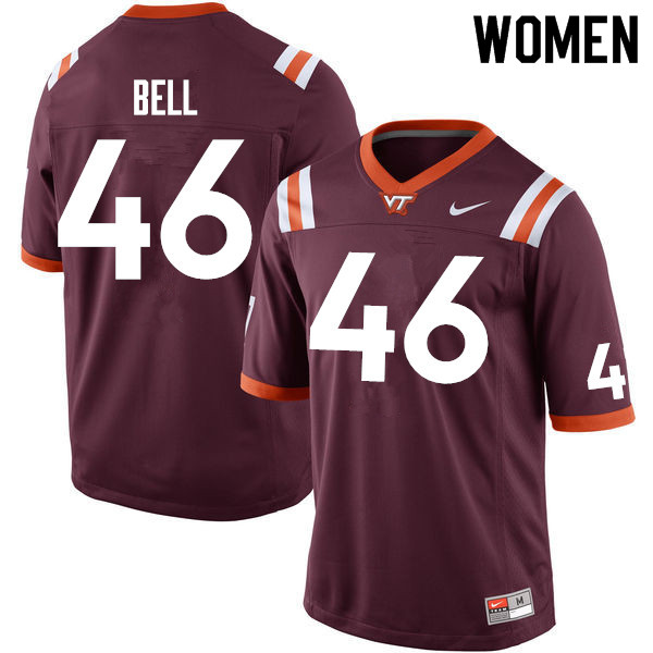 Women #46 Malik Bell Virginia Tech Hokies College Football Jerseys Sale-Maroon
